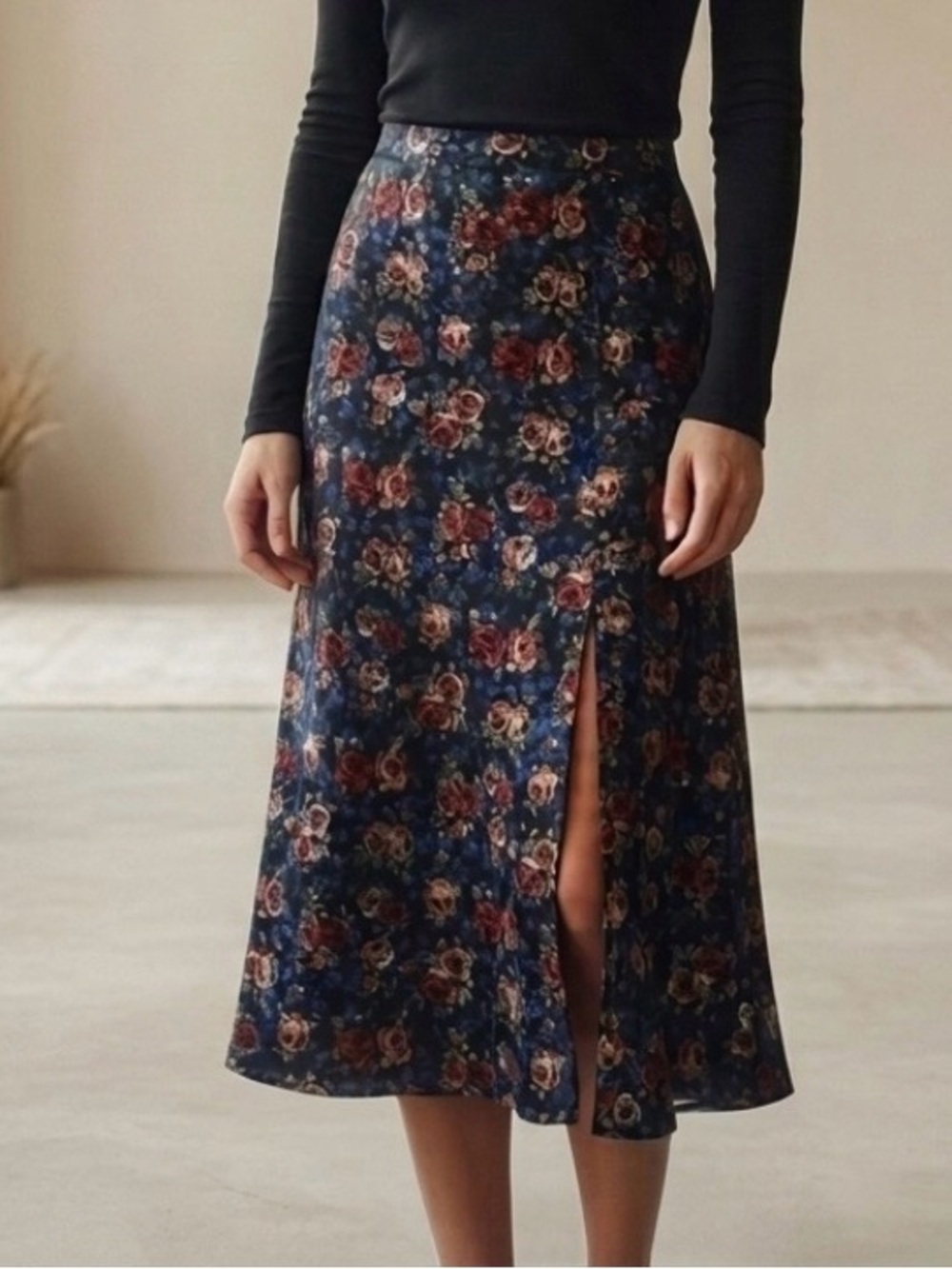 Lioness Summer Thing Ankle Midi Floral Skirt, Blue/Red, Size XS, NWT